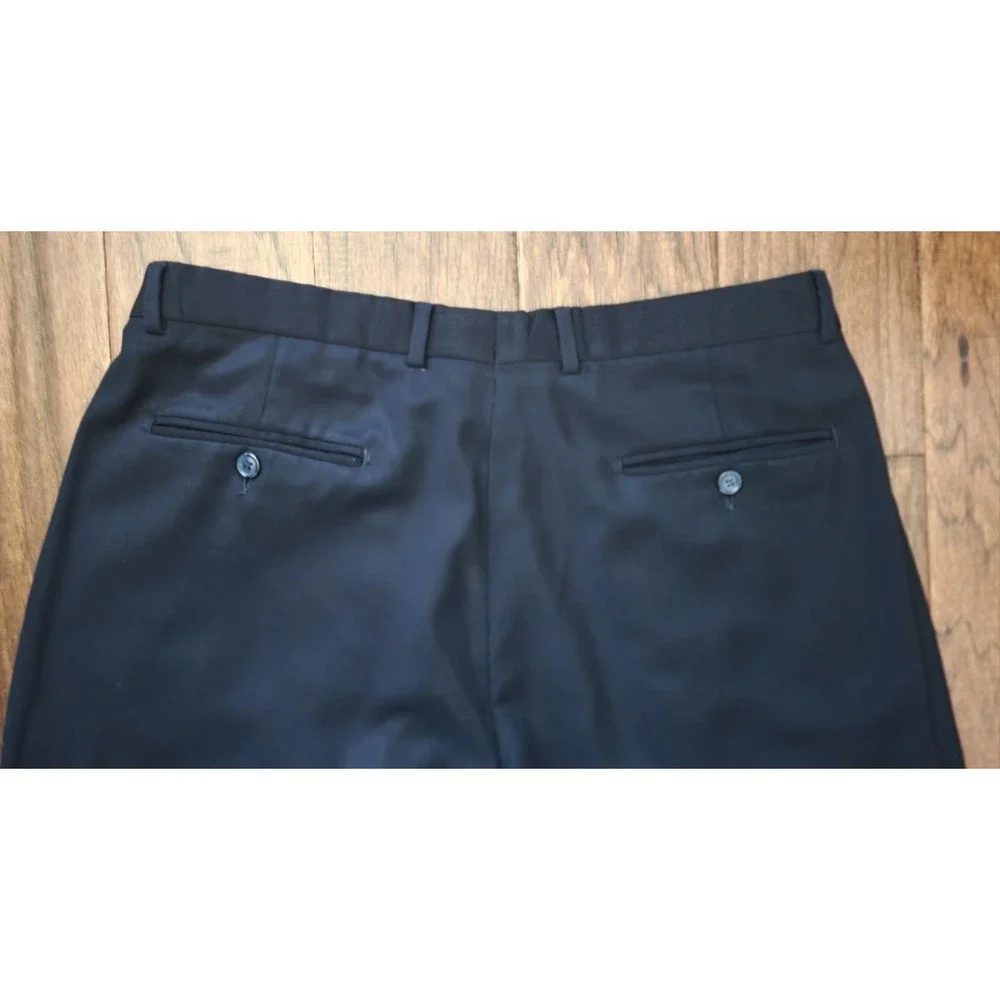 Antonio Pelluso Men's Black Pleated Wool Dress Trousers‎ Sz 36x31 Made IN ITALY